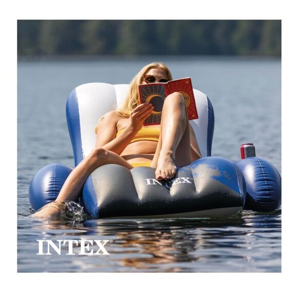 Intex Inflatable Lounge Pool Recliner Lounger Chair with Cup Holders - Picture 8 of 10